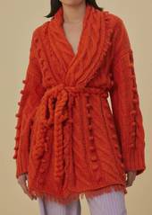 FARM Rio Braided Knit Cardigan In Orange