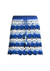 FARM Rio Crocheted Striped Cotton Miniskirt