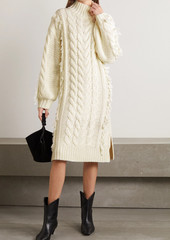 FARM RIO - Fringed cable-knit midi dress - White - S