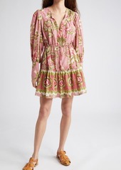 FARM Rio Aura Floral Print Long Sleeve Minidress