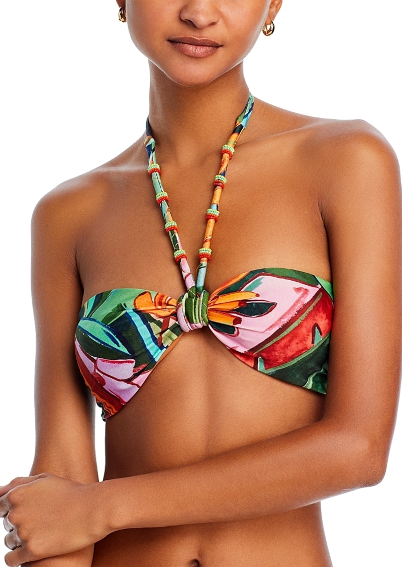 Farm Rio Banana Foliage Halter Bandeau Bikini Top