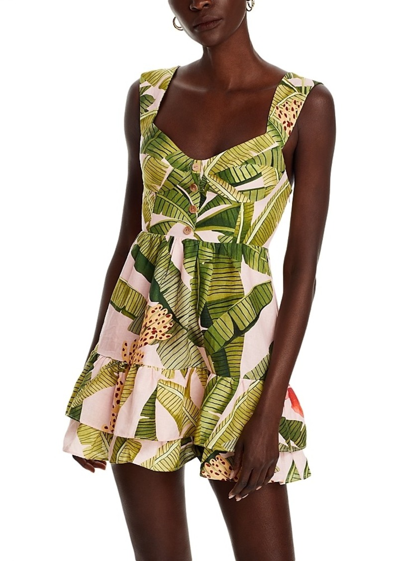 Farm Rio Banana Leaves Sleeveless Mini Dress