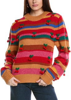 FARM Rio Crochet Cherry Wool-Blend Sweater