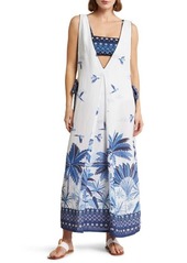 FARM Rio Dream Sky Palm Print Cover-Up Maxi Dress