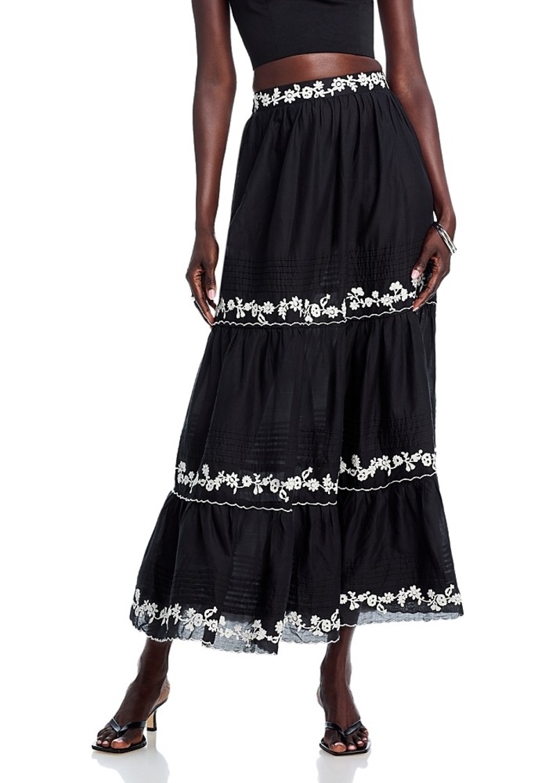 Farm Rio Embroidered Tiered Skirt