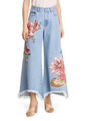 FARM Rio Embroidered Wide Leg Nonstretch Ankle Jeans
