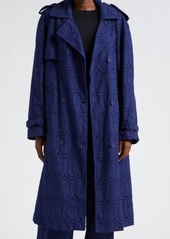 FARM Rio Eyelet Double Breasted Trench Coat