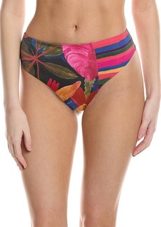 FARM Rio Floral Tropical Colorful Stripes High-Waist Bikini Bottom