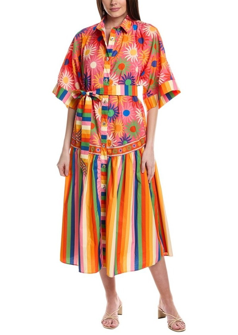 FARM Rio Graphic Macaws Mixed Midi Dress