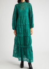 FARM Rio Long Sleeve Guipure Lace Maxi Dress