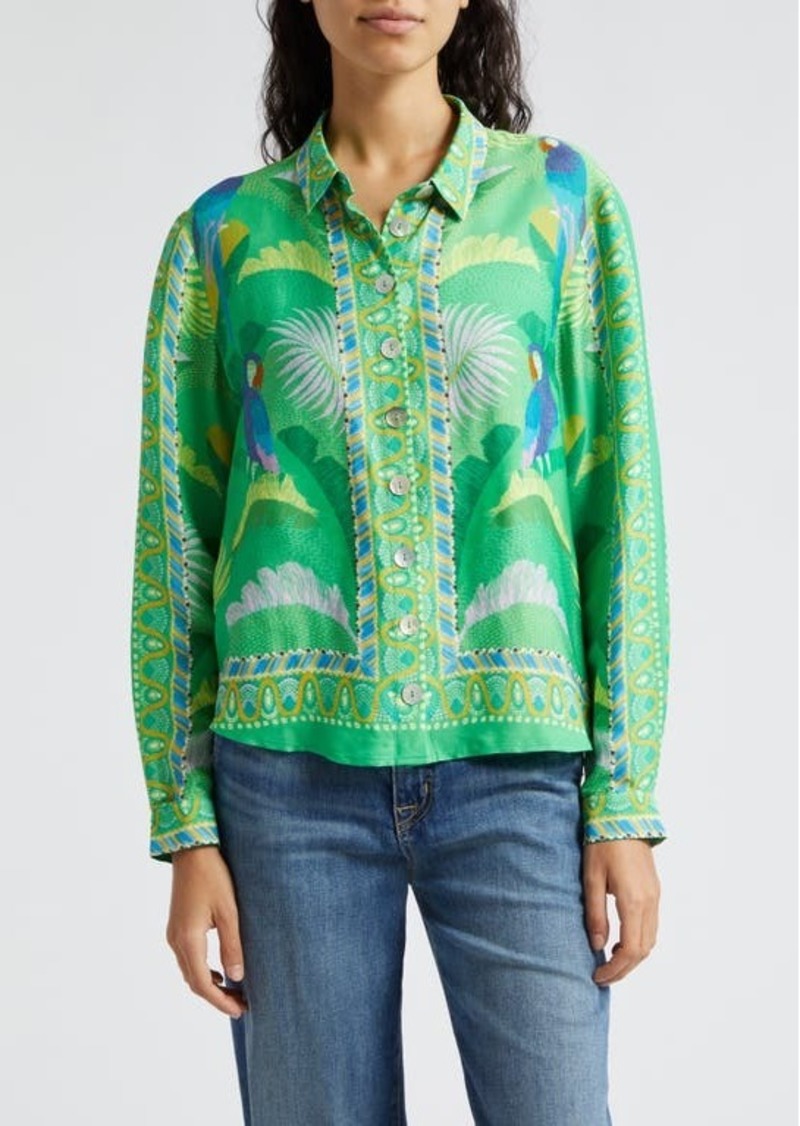 FARM Rio Macaw Scarf Print Button-Up Shirt