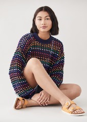 FARM Rio Multi Colored Beaded Crochet Sweater