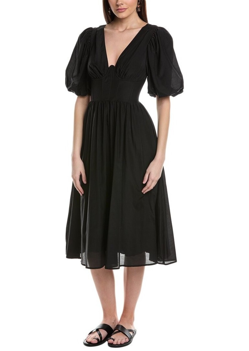 FARM Rio Puff Sleeve Midi Dress