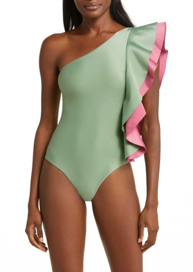 FARM Rio Ruffle One-Shoulder One-Piece Swimsuit
