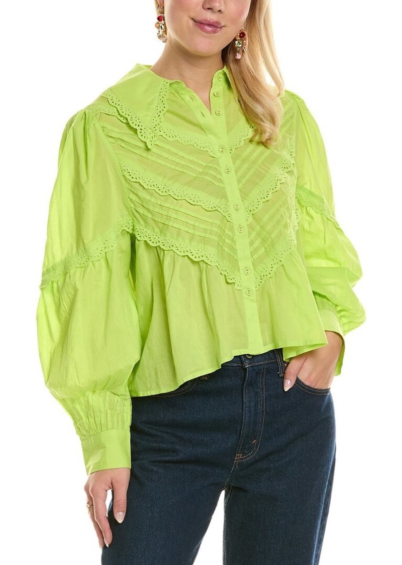 FARM Rio Scallop Eyelet Blouse