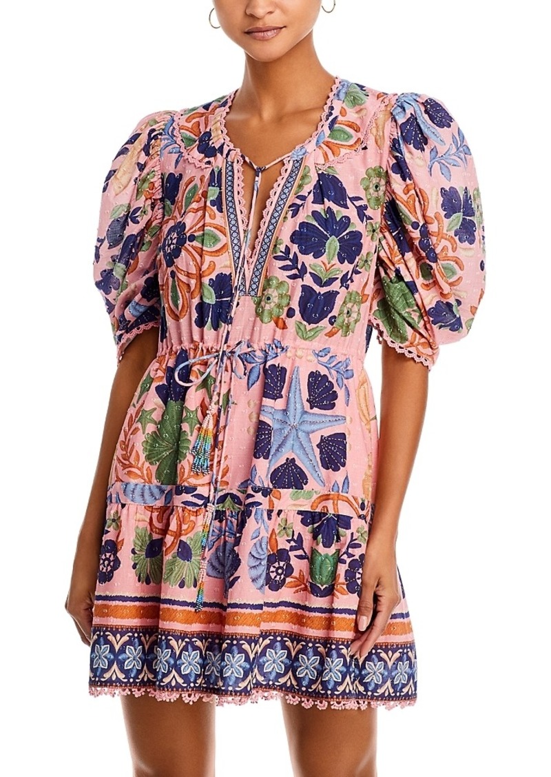 Farm Rio Seashell Tapestry Cotton Mini Dress