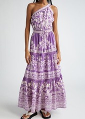 FARM Rio Sweet Garden Lilac One-Shoulder Tiered Cotton Maxi Dress at Nordstrom