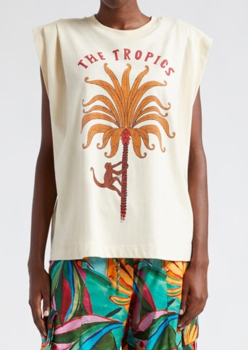 FARM Rio The Tropics Cotton Graphic Muscle T-Shirt