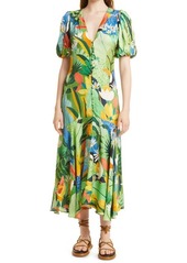 FARM Rio Vintage Toucans Plunge Neck Dress in Green at Nordstrom