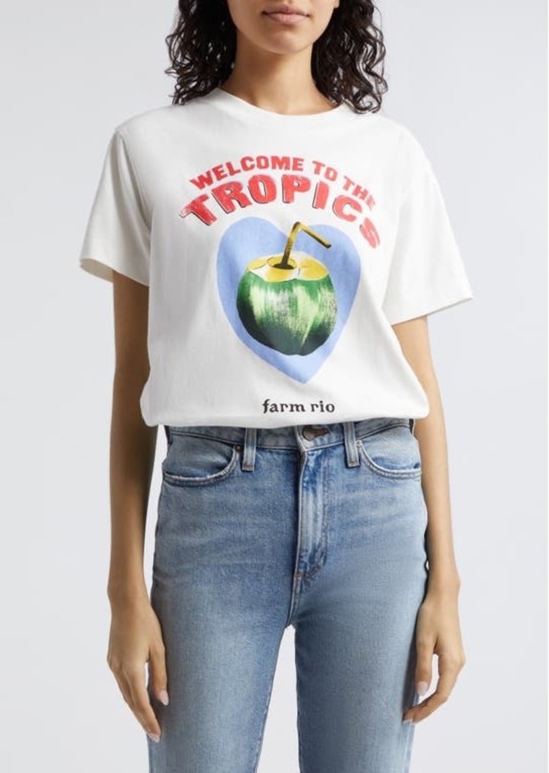 FARM Rio Welcome to the Tropics Cotton Graphic T-Shirt
