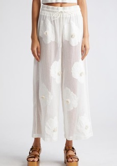 FARM Rio White Flower Cotton Cover-Up Pants at Nordstrom