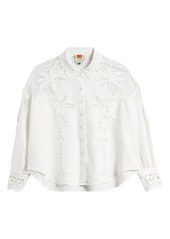 FARM Rio White Palms Linen Button-Up Shirt