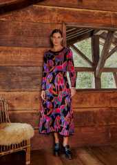 Farm Rio Women Wild Horses Black Cut Out Knit Midi Dress Multi