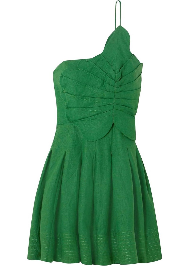 FARM Rio Women's One Shoulder Lea Mini Dress, Green