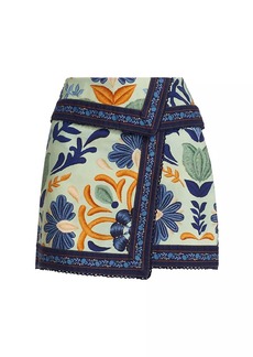 FARM Rio Floral Cotton Wrap Miniskirt