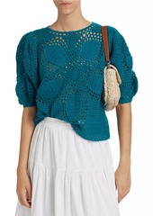 FARM Rio Flower Draw Crochet Blouse