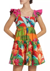 FARM Rio Foliage Cotton Tiered Minidress