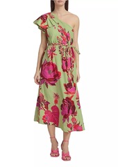 FARM Rio Fresh Garden One-Shoulder Midi Dress