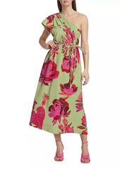 FARM Rio Fresh Garden One-Shoulder Midi Dress