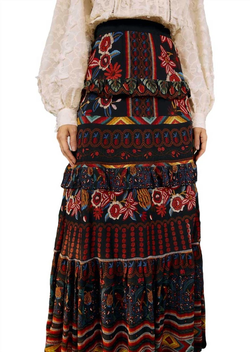 FARM Rio Fruit Paradise Maxi Skirt In Black Multi