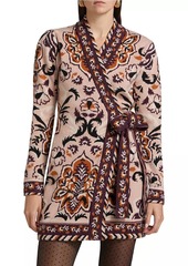 FARM Rio Glam Tapestry Knit Wrap Minidress