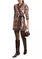 FARM Rio Glam Tapestry Knit Wrap Minidress