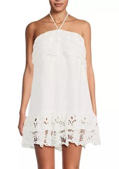 FARM Rio Guipure Lace Linen-Blend Halter Minidress