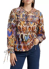 FARM Rio Hearts Ikat-Inspired Blouse