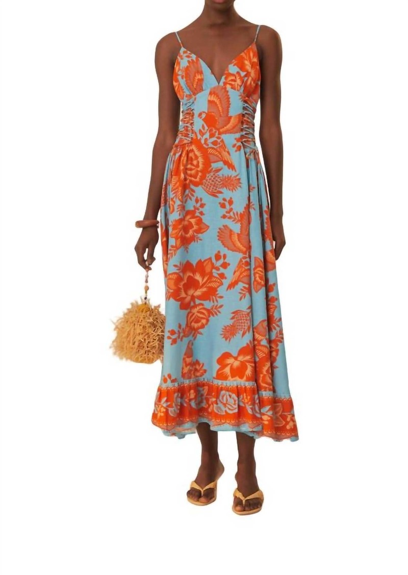 FARM Rio Lace Garden Midi Dress In Blue Multi