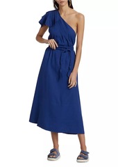 FARM Rio Leaf One-Shoulder Midi Dress