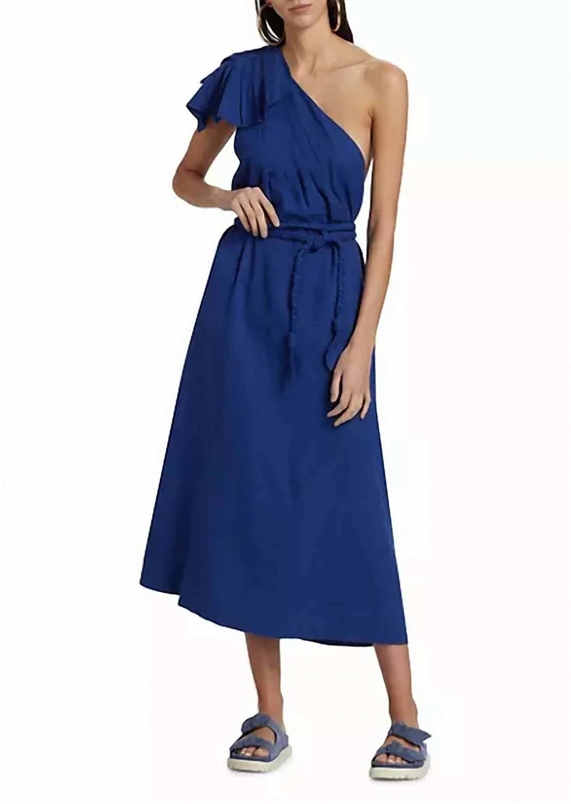 FARM Rio Leaf One-Shoulder Midi Dress In Blue