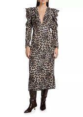 FARM Rio Leopard V-Neck Midi-Dress