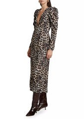 FARM Rio Leopard V-Neck Midi-Dress