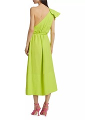 FARM Rio Linen-Blend One-Shoulder Midi-Dress