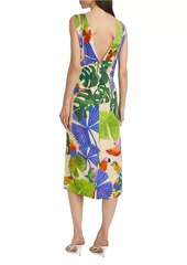 FARM Rio Macaw Jungle V-Neck Midi-Dress