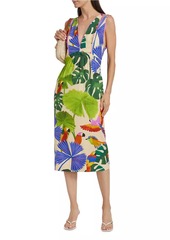 FARM Rio Macaw Jungle V-Neck Midi-Dress