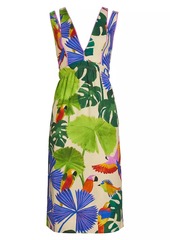 FARM Rio Macaw Jungle V-Neck Midi-Dress