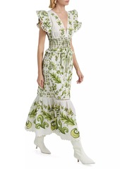 FARM Rio Milani Flutter-Sleeve Maxi Dress