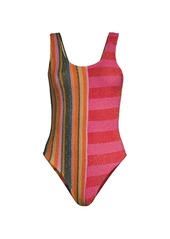 Mixed Stripe One Piece Swimsuit 76 Off