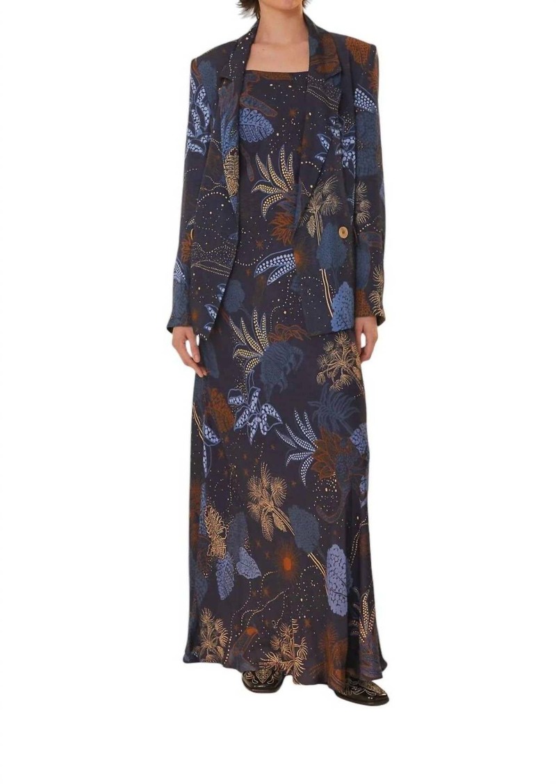 FARM Rio Night Jungle Slip Dress In Navy Blue